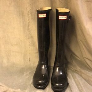 Hunter black tall rain boots